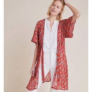 Anthropologie Rujuta Sheth One Size Kaftan Robe Red Dolman Hippie boho New L26